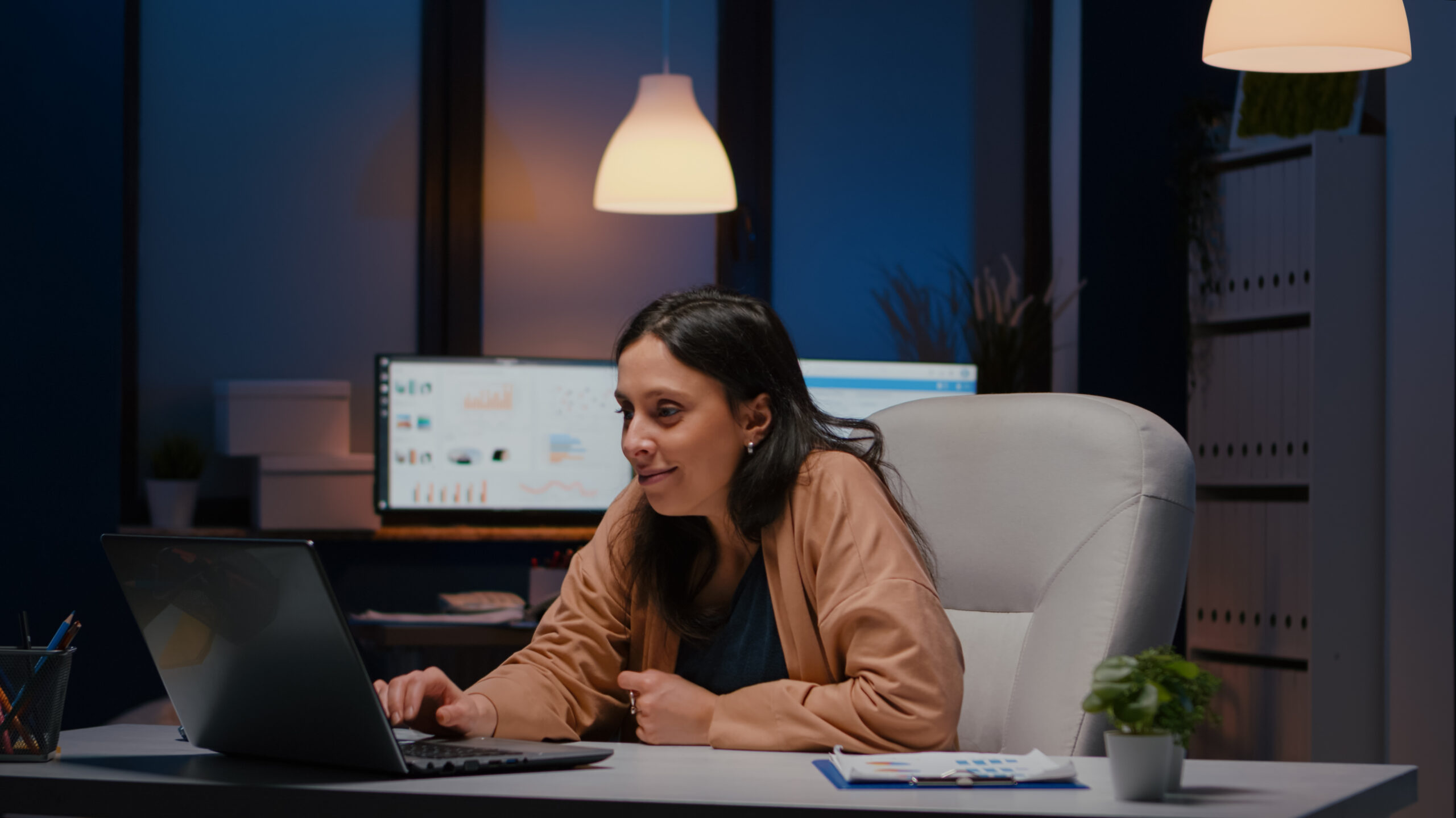 Professional using laptop