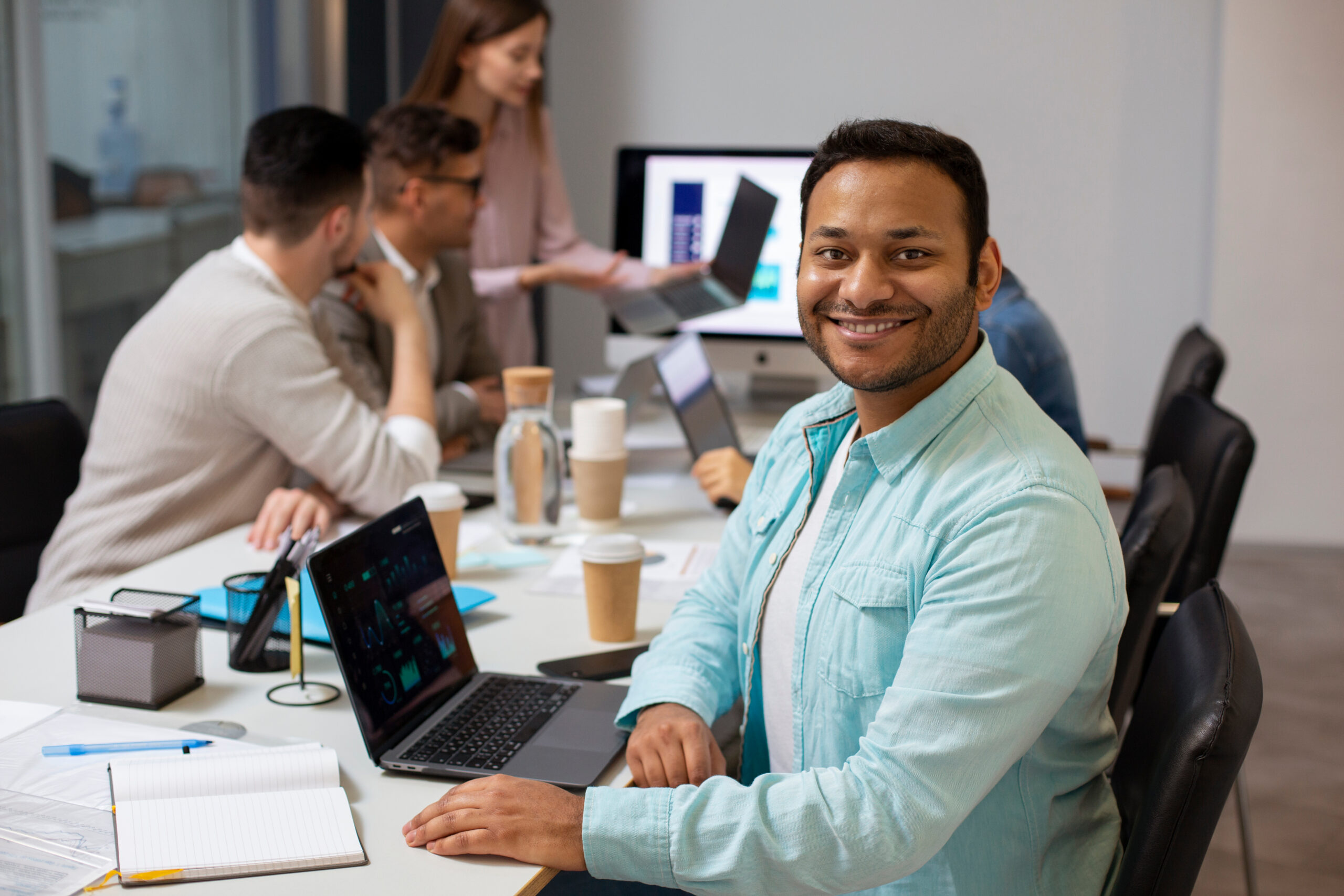 Person working on laptop in comfortable environment